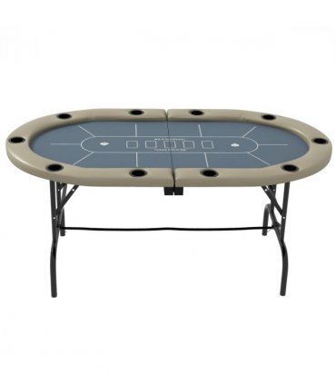 SPORTNOW 10 Player Folding Poker Table with Cup Holders, Steel Base, Brown
