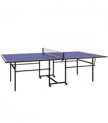 SPORTNOW 9FT Folding Table Tennis Table w/ 4 Wheels, for Indoors, Blue