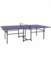 SPORTNOW 9FT Folding Table Tennis Table w/ 4 Wheels, for Indoors, Blue