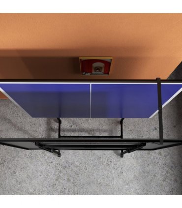 SPORTNOW 9FT Folding Table Tennis Table w/ 4 Wheels, for Indoors, Blue