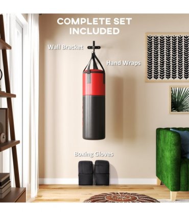 SPORTNOW Unfilled Punch Bag with Boxing Gloves and Wall Mounted Bracket