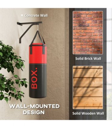 SPORTNOW Unfilled Punch Bag with Boxing Gloves and Wall Mounted Bracket