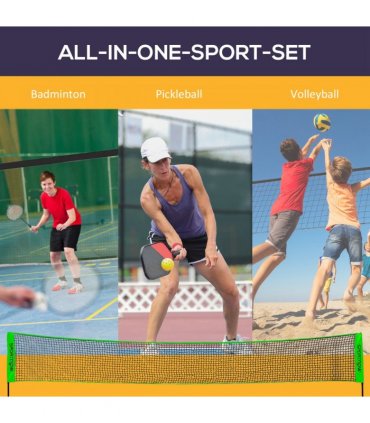 SPORTNOW Badminton Net Set, Height Adjustable Net for Pickleball, Volleyball