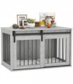 PawHut Dog Crate Furniture with Removable Cushion for Large Dogs - Grey