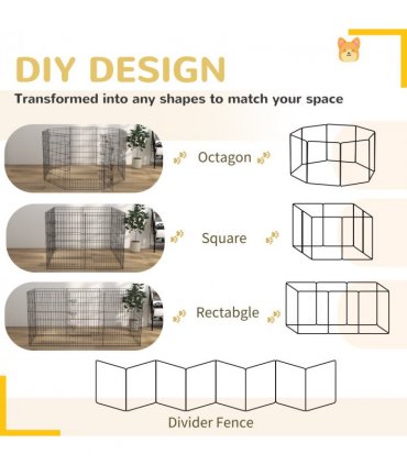 PawHut 8-Panel DIY Dog Pen with Door for Indoor/Outdoor Use, 91cm High