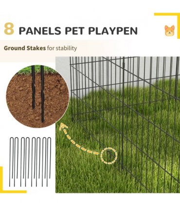 PawHut 8-Panel DIY Dog Pen with Door for Indoor/Outdoor Use, 91cm High