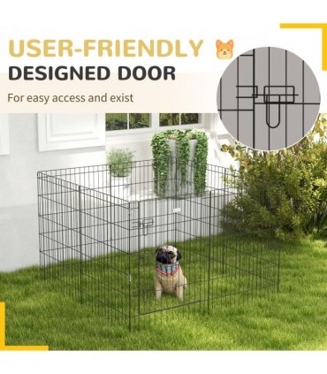 PawHut 8-Panel DIY Dog Pen with Door for Indoor/Outdoor Use, 91cm High
