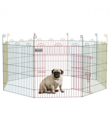 PawHut Pet Playpen Dog Puppy Crate Kennel w/ Door, 60H x Φ156cm