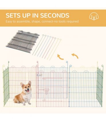 PawHut Pet Playpen Dog Puppy Crate Kennel w/ Door, 60H x Φ156cm