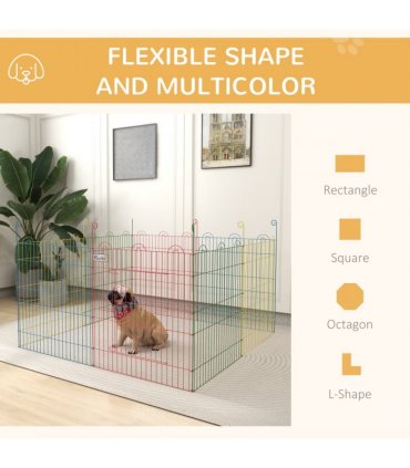 PawHut Pet Playpen Dog Puppy Crate Kennel w/ Door, 60H x Φ156cm