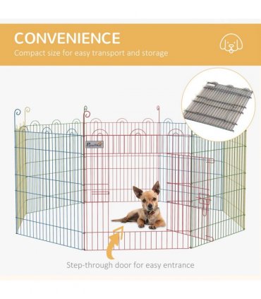 PawHut Pet Playpen Dog Puppy Crate Kennel w/ Door, 60H x Φ156cm