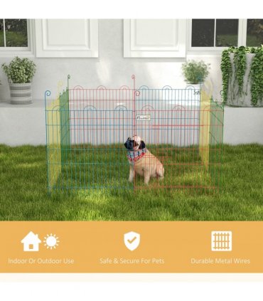 PawHut Pet Playpen Dog Puppy Crate Kennel w/ Door, 60H x Φ156cm