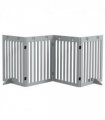 PawHut Pet Gate Foldable Fence Freestanding Dog Barrier w/ Support Feet Grey