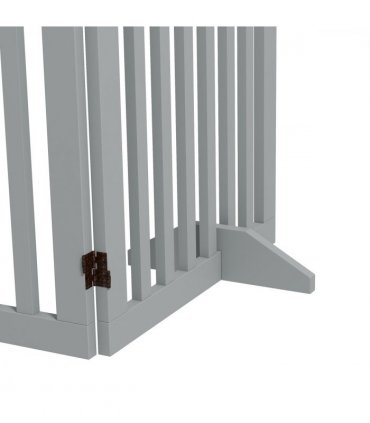 PawHut Pet Gate Foldable Fence Freestanding Dog Barrier w/ Support Feet Grey