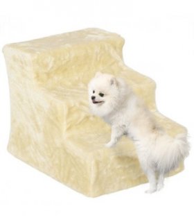 PawHut Three-Step Portable Dog Stairs with Washable Plush Cover