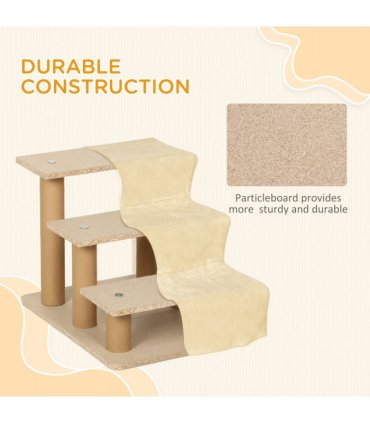 PawHut Three-Step Portable Dog Stairs with Washable Plush Cover