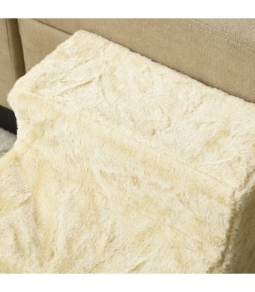 PawHut Three-Step Portable Dog Stairs with Washable Plush Cover