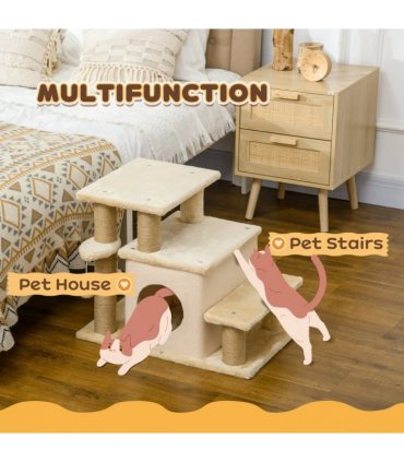 PawHut Dog Steps for Bed 4 Step Pet Stairs Cat House with Detachable Cover