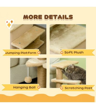 PawHut Dog Steps for Bed 4 Step Pet Stairs Cat House with Detachable Cover