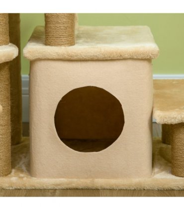 PawHut Dog Steps for Bed 4 Step Pet Stairs Cat House with Detachable Cover
