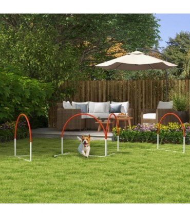 PawHut Dog Agility Equipment Set with 4 PCS Weave Pole, Orange