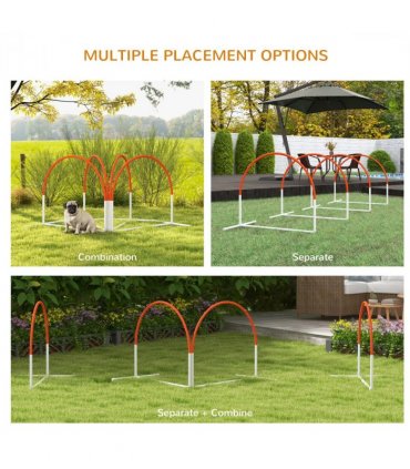 PawHut Dog Agility Equipment Set with 4 PCS Weave Pole, Orange
