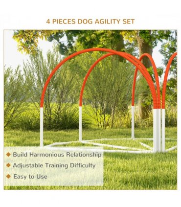 PawHut Dog Agility Equipment Set with 4 PCS Weave Pole, Orange