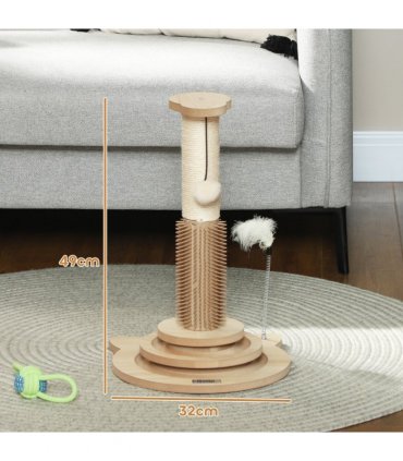 PawHut 49cm Cat Scratching Post with Interactive Track Ball Toy for Indoor