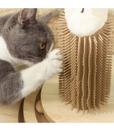 PawHut 49cm Cat Scratching Post with Interactive Track Ball Toy for Indoor