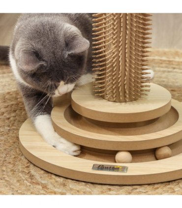 PawHut 49cm Cat Scratching Post with Interactive Track Ball Toy for Indoor