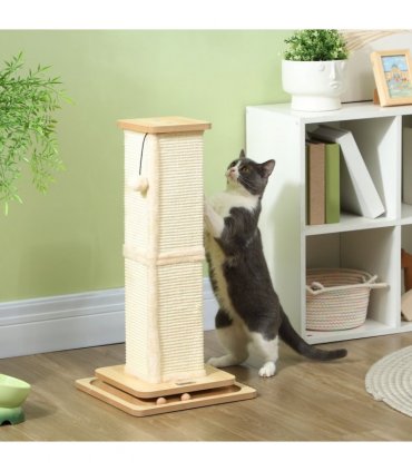 PawHut 67cm Cat Scratching Post 3 in 1 Cat Scratcher w/ Track Ball Toy