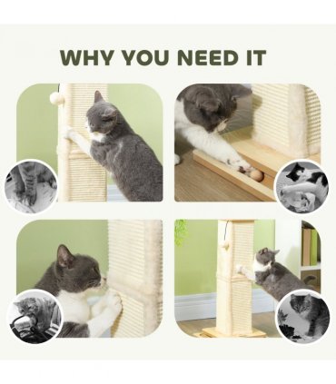 PawHut 67cm Cat Scratching Post 3 in 1 Cat Scratcher w/ Track Ball Toy