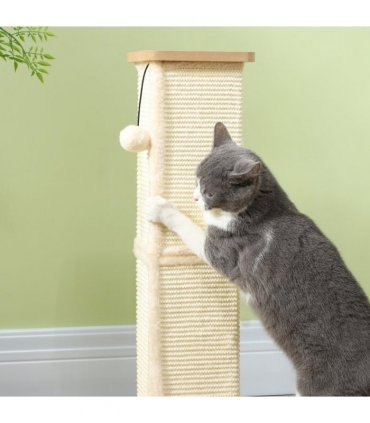 PawHut 67cm Cat Scratching Post 3 in 1 Cat Scratcher w/ Track Ball Toy