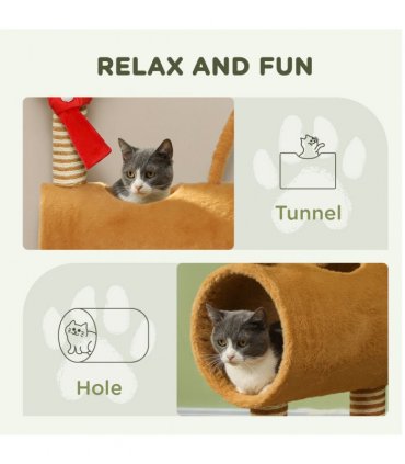 PawHut Cat Tree, 98cm Deer Themed Cat Tower for Indoor Cats and Kittens