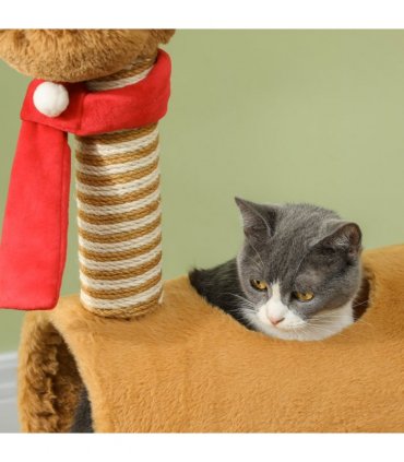 PawHut Cat Tree, 98cm Deer Themed Cat Tower for Indoor Cats and Kittens