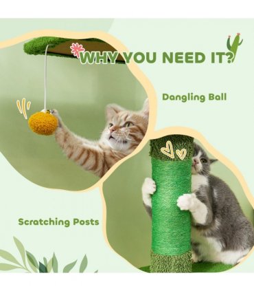PawHut 230-275cm Floor-to-Ceiling Cat Tree for Indoor Cats with Cat House