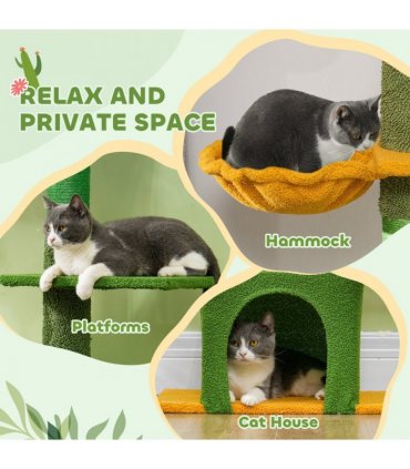 PawHut 230-275cm Floor-to-Ceiling Cat Tree for Indoor Cats with Cat House