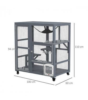 PawHut Outdoor Catio Cat House on Wheels with Platforms, Hammock