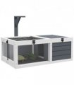 PawHut Tortoise House, Wooden Tortoise Table w/ Wooden Lamp Holder - Grey