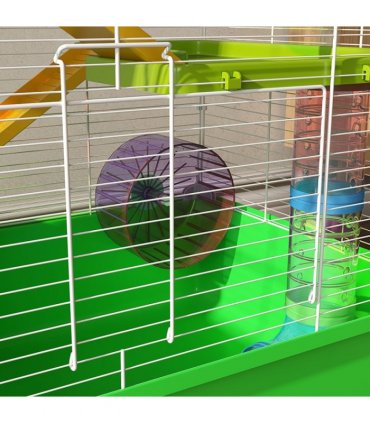 PawHut Hamster Cage w/ Water Bottle, Exercise Wheel, Tubes, Ramps - Green