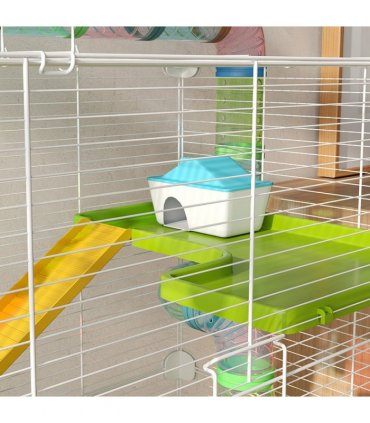 PawHut Hamster Cage w/ Water Bottle, Exercise Wheel, Tubes, Ramps - Green