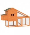 PawHut Wooden Chicken Coop with Run, Nesting Box, Slide-out Tray, Ramp