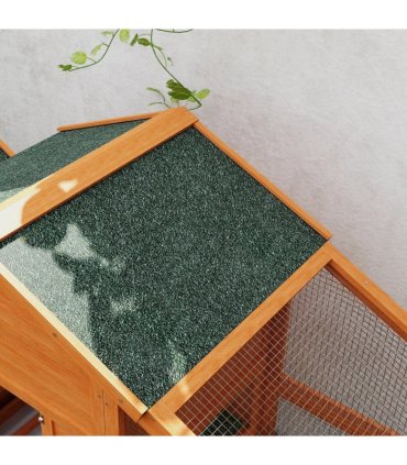 PawHut Wooden Chicken Coop with Run, Nesting Box, Slide-out Tray, Ramp