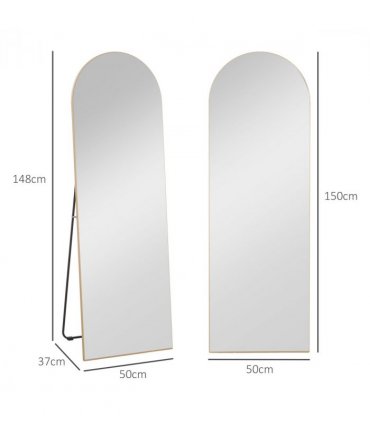 HOMCOM Floor Mirror Wall Mount Leaning Standing Mirror 50 x 150cm Gold Tone