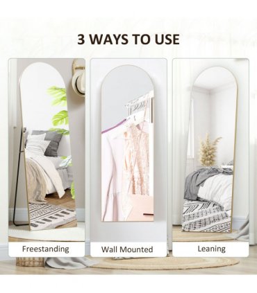 HOMCOM Floor Mirror Wall Mount Leaning Standing Mirror 50 x 150cm Gold Tone