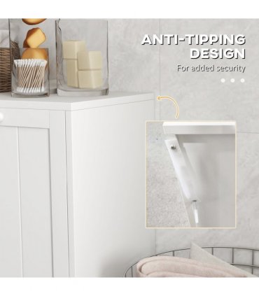 kleankin Tilt-out Laundry Storage Cabinet with 2 Compartment Hampers, White