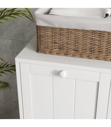 kleankin Tilt-out Laundry Storage Cabinet with 2 Compartment Hampers, White