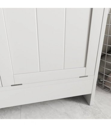 kleankin Tilt-out Laundry Storage Cabinet with 2 Compartment Hampers, White