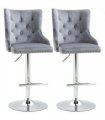 HOMCOM Adjustable Bar Stools Set of 2, Swivel Bar Chairs w/ Back Footrest, Grey