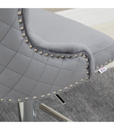 HOMCOM Adjustable Bar Stools Set of 2, Swivel Bar Chairs w/ Back Footrest, Grey